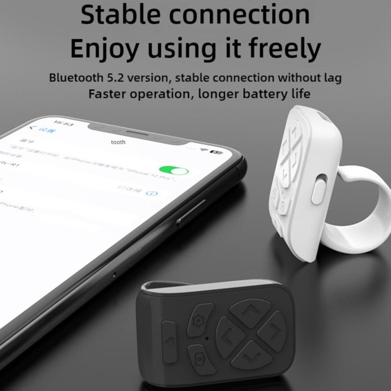 Fingertip Wireless Bluetooth Remote Control, E-book Page Turner,bluetooth 5.2 Ring Control,rechargeable, Camera Shutter, for Videos,photos,novels (White) - Image 3